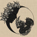 Diamond Painting mit Mutter- und Kind-Silhouette im floralen Kreisdesign in Schwarz und Beige. Mockup.