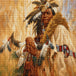 Diamond Painting mit Indianerhäuptling, Federkopfschmuck und traditioneller Kleidung im realistischen Stil. Mockup.