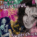 Diamond Painting Romy Schneider Porträt mit pinken Farbakzenten und Text 'You're beautiful'. Mockup.