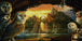 Diamond Painting mit mehreren Eulen vor leuchtender Felsenlandschaft im Fantasy-Stil. Mockup.