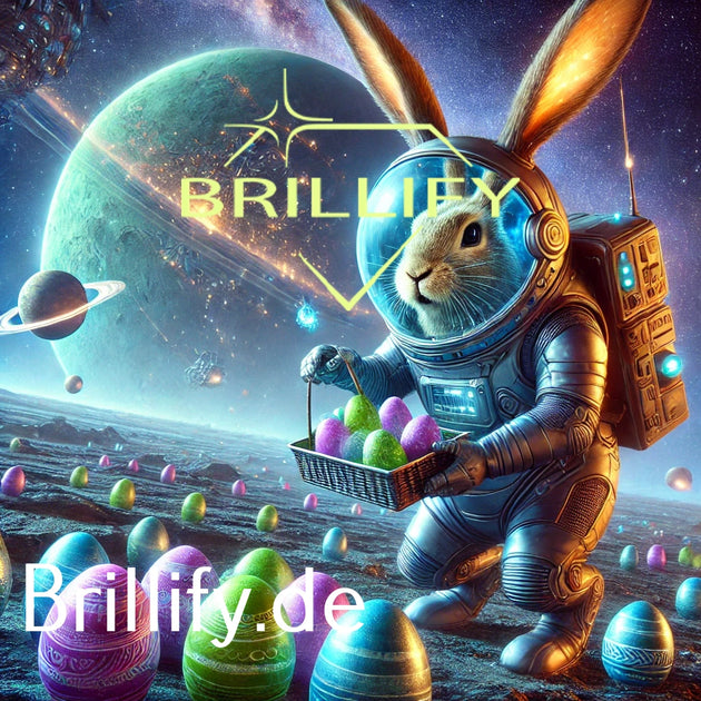 Diamond Painting mit Hasen-Astronaut, Eierkorb und großem Planeten mit Ring im Sternenhimmel
