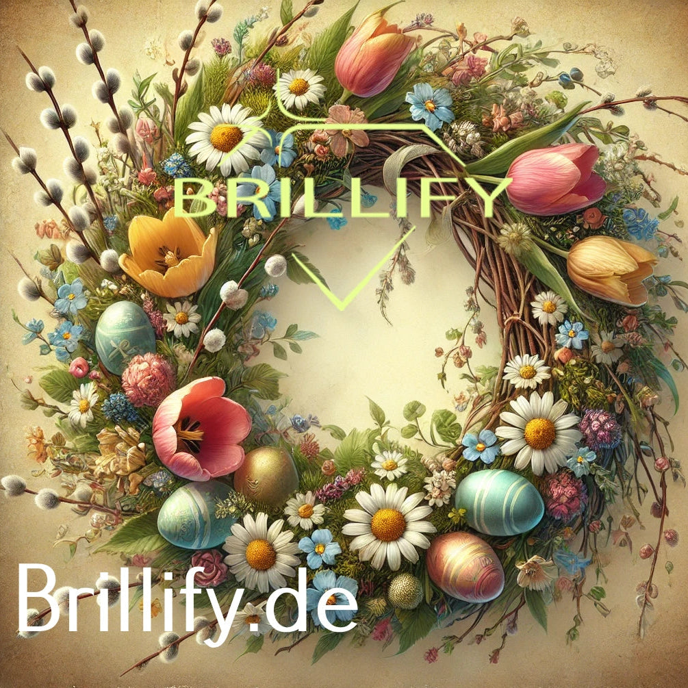 Diamond Painting mit rustikalem Frühlingskranz aus Margeriten, Weidenkätzchen und pastelligen Ostereiern