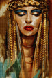 Diamond Painting mit ägyptischer Pharaonin und goldenem Kopfschmuck im Porträt. Mockup.