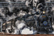 Diamond Painting mit historischer Dampflok und dichter Rauchentwicklung auf Bahngleisen. Mockup.