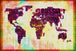 Diamond Painting mit typografischer Weltkarte aus Ländernamen im farbenfrohen Grunge-Stil. Mockup.