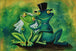 Diamond Painting mit lächelndem Frosch-Brautpaar im verspielten Illustrationsstil. Mockup.