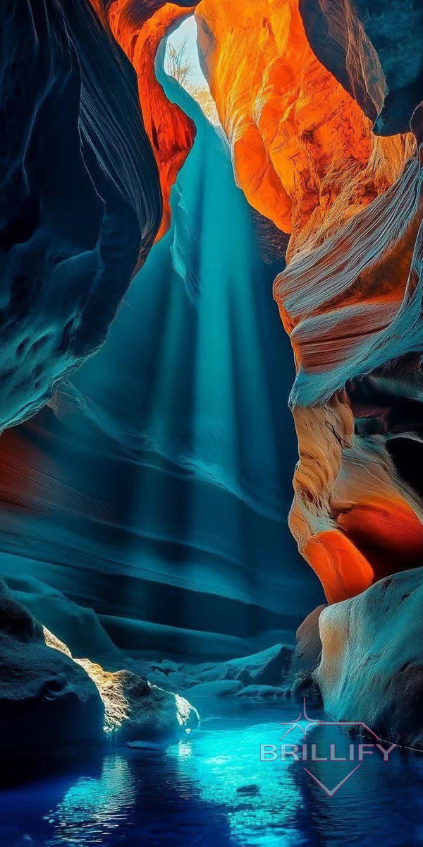 Diamond Painting Landschaften Lichtstrahl in einer Canyon-Schlucht mit orangefarbenen Wänden