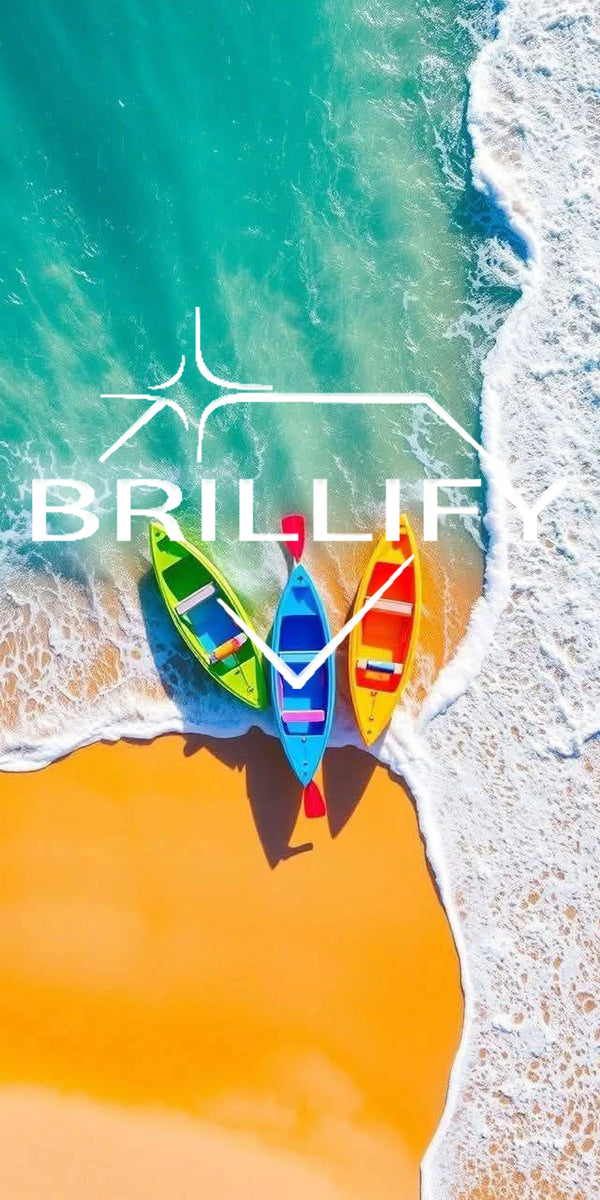 Diamond Painting Motiv Draufsicht auf Kajaks am Strand und türkisfarbenem Wasser, Farbwelt Türkis, Sand, Rot, Gelb, Blau