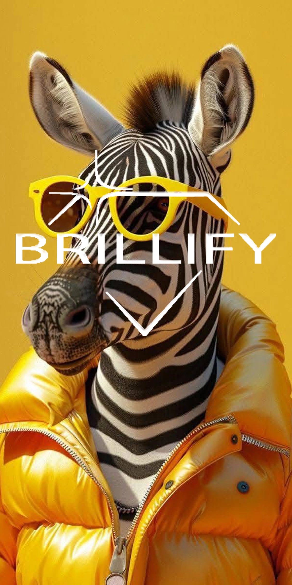 Diamond Painting Motiv Zebra mit Sonnenbrille und Jacke, Farbwelt Schwarzweiß, Gelb, Türkis