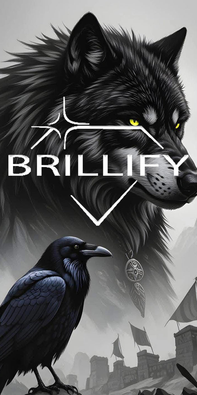 Diamond Painting Motiv schwarzer Wolf mit Rabe und Nebel, Farbwelt Schwarz, Anthrazit, Rauchgrau