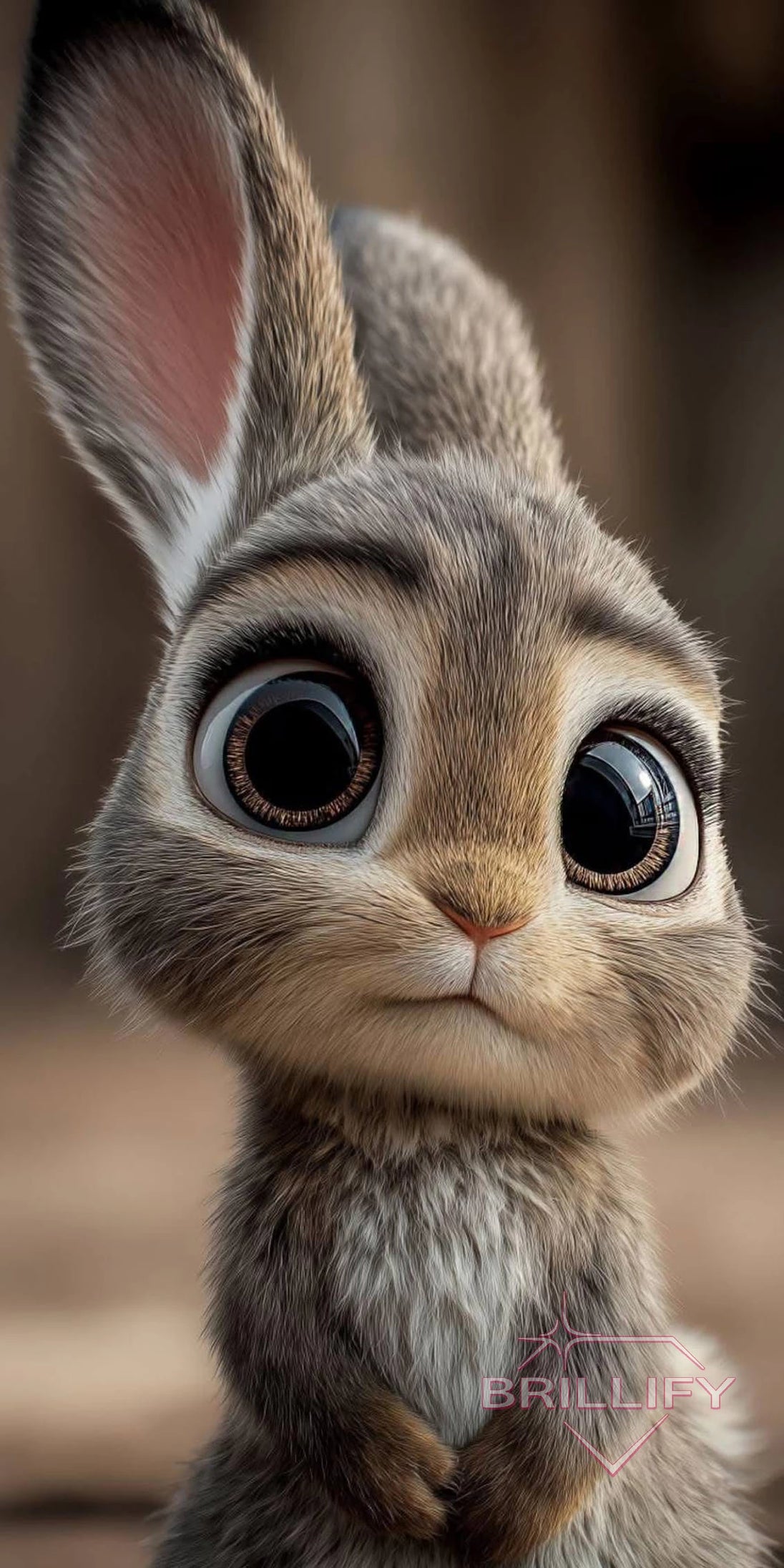 Diamond Painting Animals Close-up of a cute brown rabbit with big googly eyes