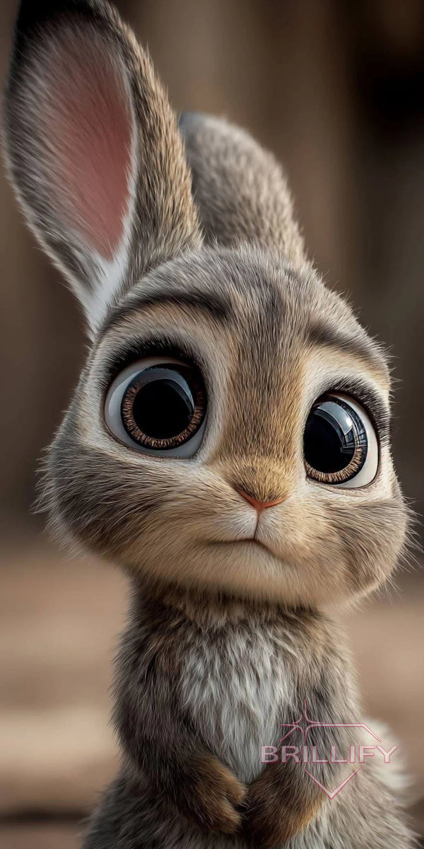 Diamond Painting Tiere Nahaufnahme eines süßen braunen Hasen mit großen Kulleraugen