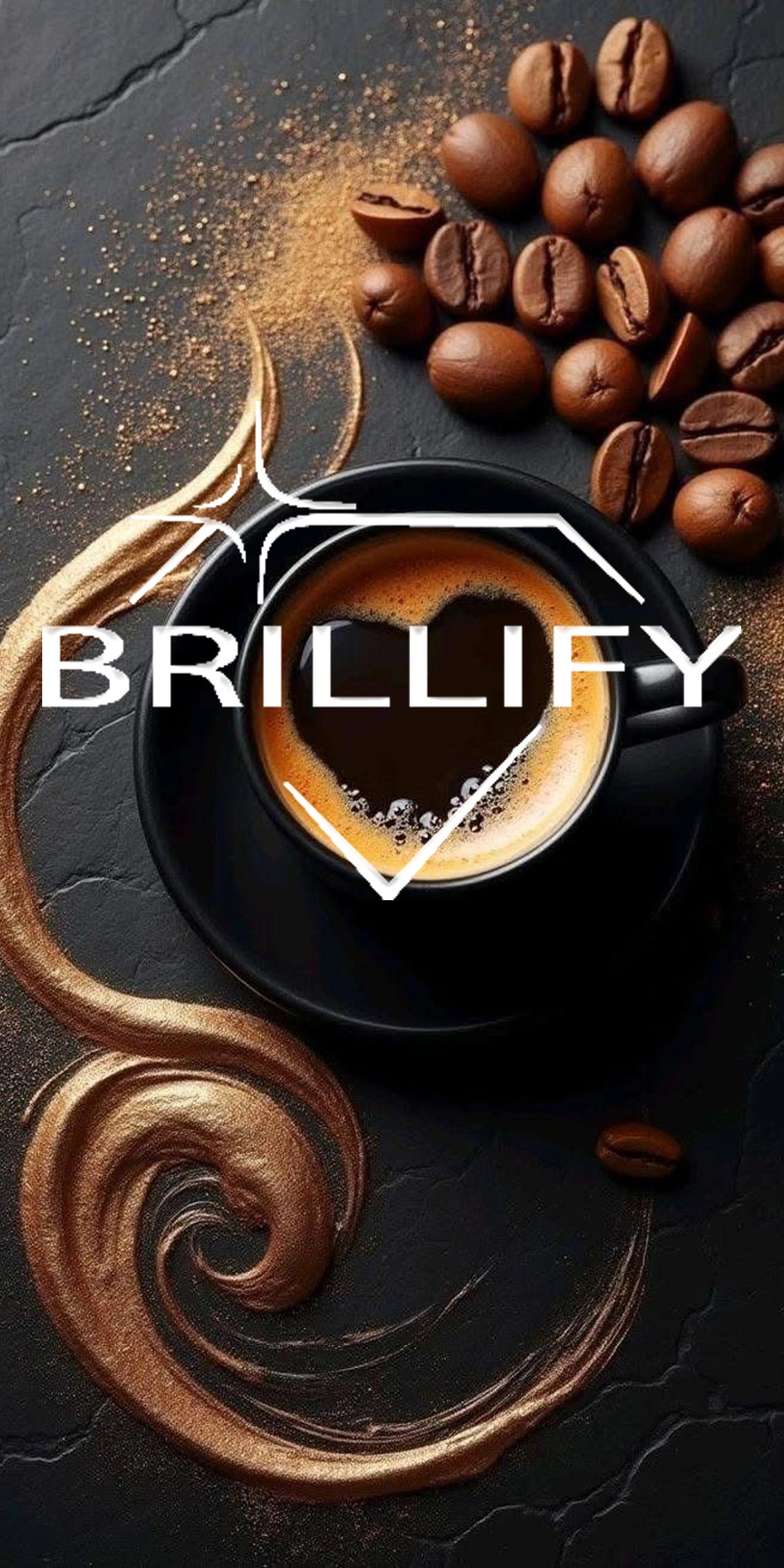 Diamond Painting mit Espresso mit Herzform in klarer Farbgestaltung