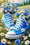 Diamond Painting Lifestyle Blaue Sneaker mit Blumenwiese und Gänseblümchen