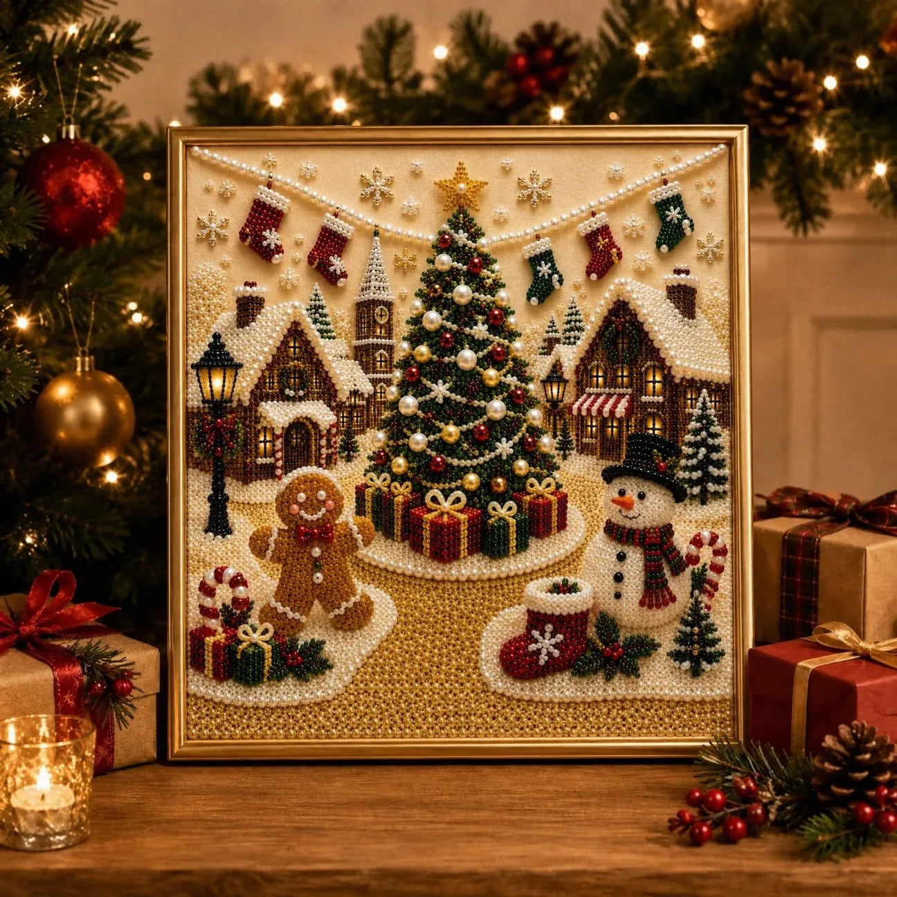 Diamond Painting Weihnachtsset mit Marktplatz
