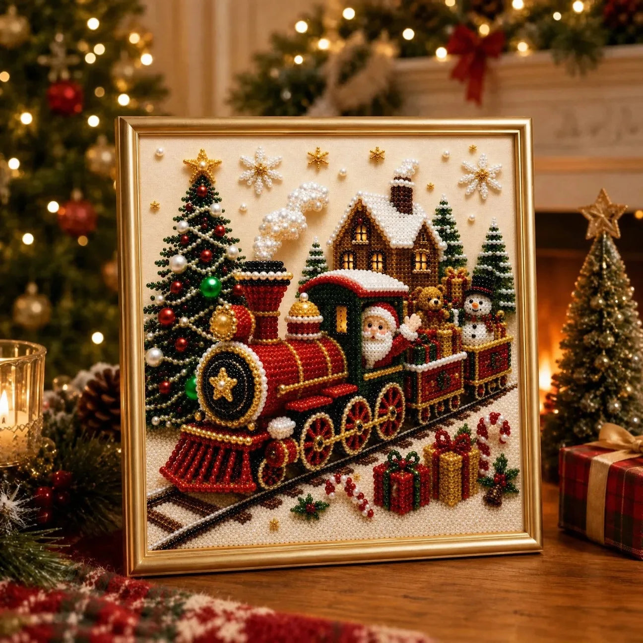 Diamond Painting Weihnachtsset mit Eisenbahn