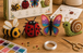 3D Perlentier Bastelset mit Biene, Marienkaefer, Schmetterling und Schnecke aus bunten Perlen zum kreativen Selbermachen