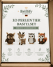 Vier Waldtiermotive des 3D Perlentier Bastelsets mit Eule, Hirsch, Schneeeule und Fuchs