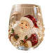 Festlicher 3D Weihnachts-Glasbecher mit Weihnachtsmann in Rot und Weiß und goldenen Details