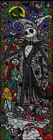 Diamond Painting von Jack Skellington und Sally im dunklen Nightmare Before Christmas Mosaik-Stil.  Mockup.