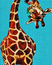 Diamond Painting mit einer einzelnen Giraffe vor hellblauem Hintergrund im Pop-Art-Stil. Mockup.