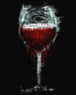 Diamond Painting eines roten Cocktailglases vor schwarzem Hintergrund. Mockup.
