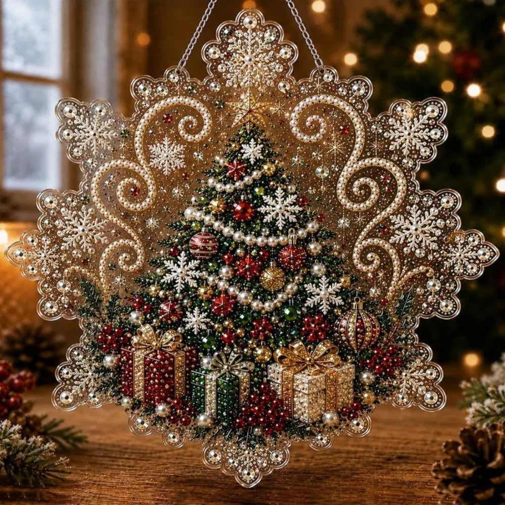 Funkelndes Weihnachts-Ornament mit geschmücktem Weihnachtsbaum als kreatives 5D Diamond Painting Set