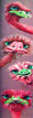 Diamond Painting von vier roten Straußenköpfen mit großen Augen in vertikaler Anordnung auf grauen Grund.