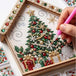 DIY Diamond Painting Weihnachtshäuschen aus Holz mit Perlen und Weihnachtsbaum