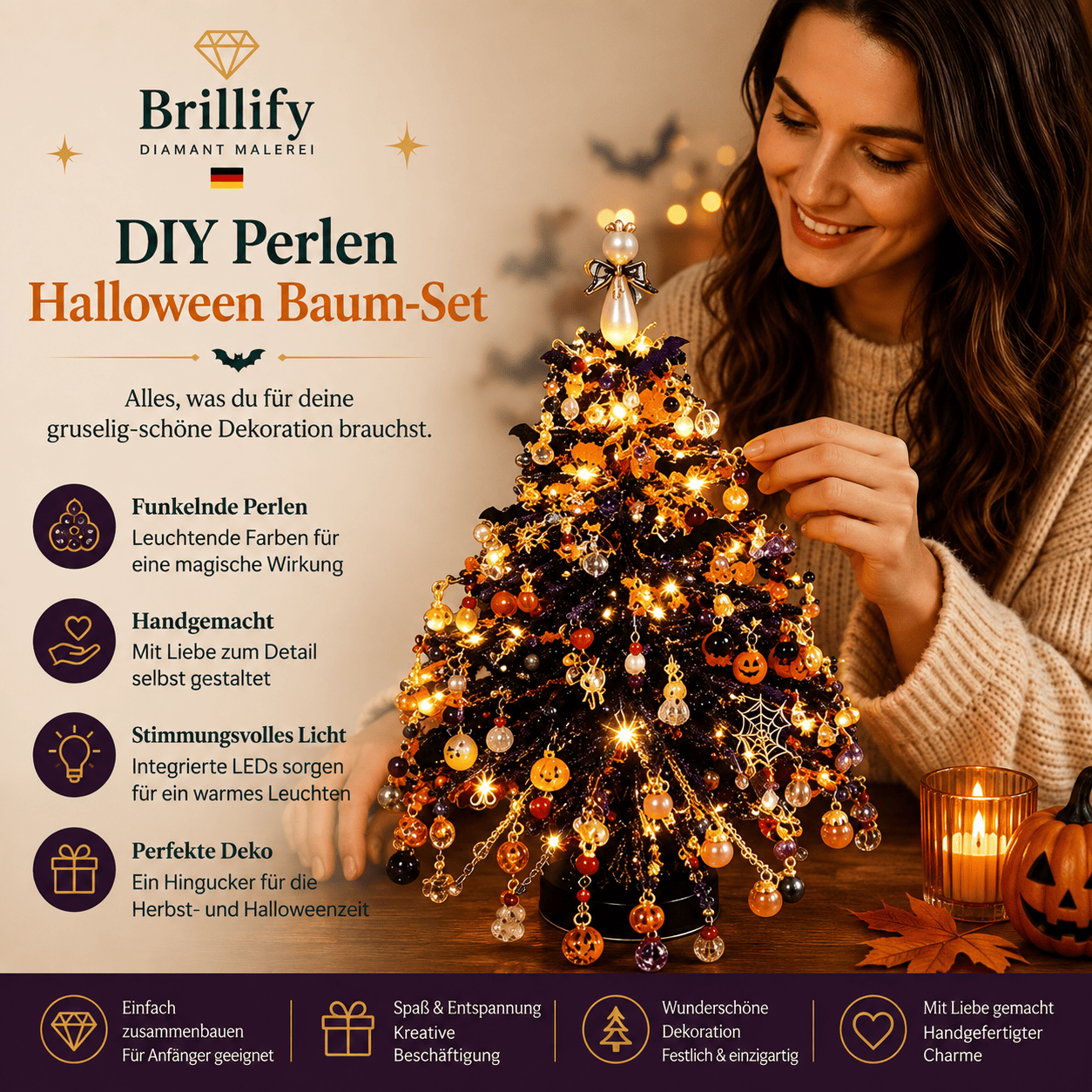 DIY Perlen-Weihnachtsbaum-Set, Kristall-Weihnachts-Bastelset für Erwachsene, Ornament-Charms, Tischdekoration, Entspannendes Projekt, Weihnachtsgeschenk