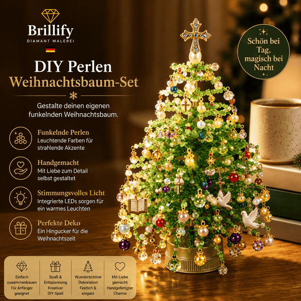 DIY Beaded Christmas Tree Kit, Crystal Christmas Craft Kit for Adults, Ornament Charms, Table Decoration, Relaxing Project, Christmas Gift Craft