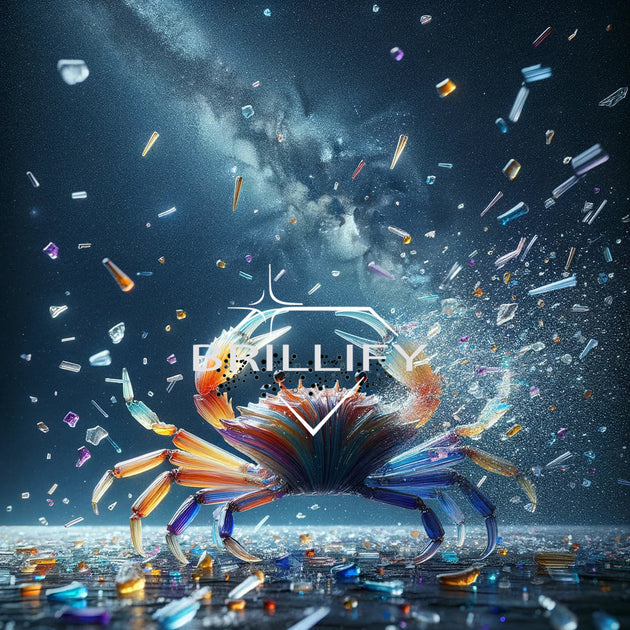 Diamond Painting Sternzeichen Krebs mit Krebs im All, Sternenfeld und reflektierendem Boden