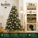 210 cm hoher kuenstlicher Weihnachtsbaum mit eleganter gold-weisser Weihnachtsdekoration und Beleuchtung