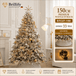 150 cm hoher kuenstlicher Weihnachtsbaum in Kuerbis-Karamell mit warmen Goldtoenen und Beleuchtung