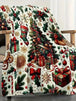 Festliche Weihnachtsdecke mit Tannenbaum, Geschenken und winterlichen Motiven als gemütliche Dekoration für Sofa und Sessel