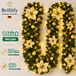 270 cm künstliche Weihnachtsgirlande mit weißen Blüten und LED-Beleuchtung für festliche Weihnachtsdekoration