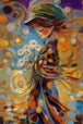 Diamond Painting eines Mädchens mit Blumen im modernen Kunststil.