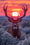Diamond Painting mit Hirsch und großem Geweih vor einem orangefarbenen Sonnenuntergang