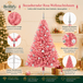 Rosa Weihnachtsbaum mit dichten PVC-Zweigen, Christbaumspitze und Perlen-Dekoration – Brillify Weihnachtsdekoration