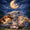 Diamond Painting mit schlafendem Elefanten, Löwen, Leopard, Nashorn, Kuh, Mond und Sternen