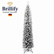 Hoher schmaler künstlicher Weihnachtsbaum mit dichtem Schneeeffekt und stabilem schwarzem Metallständer