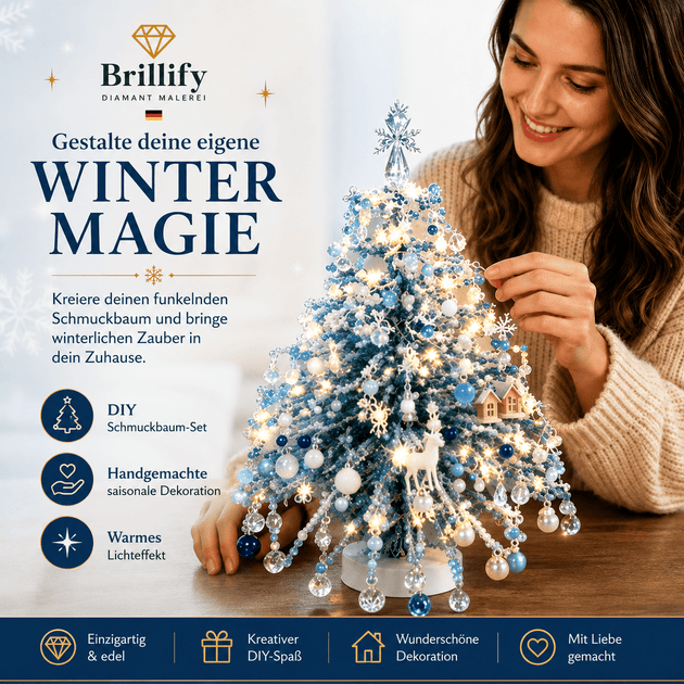 DIY Perlen-Wintermagie-Weihnachtsbaum-Set Kristall-Feiertags-Bastelset für Erwachsene Ornament-Anhänger Tischdekoration Entspannendes Projekt Feiertagsgeschenk, integrierte LED-Beleuchtung