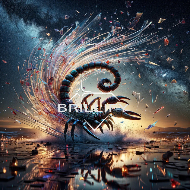 Diamond Painting Sternzeichen Skorpion als kosmischer Nachtskorpion mit Lichtbahnen