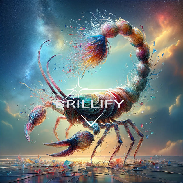 Diamond Painting Sternzeichen Skorpion als filigraner Lichtfaden Skorpion bunten Glassplitter