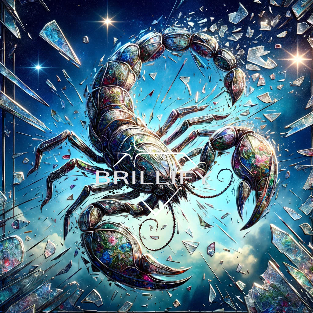 Diamond Painting Sternzeichen Skorpion als ornamentaler Mosaikskorpion mit Glasdetails