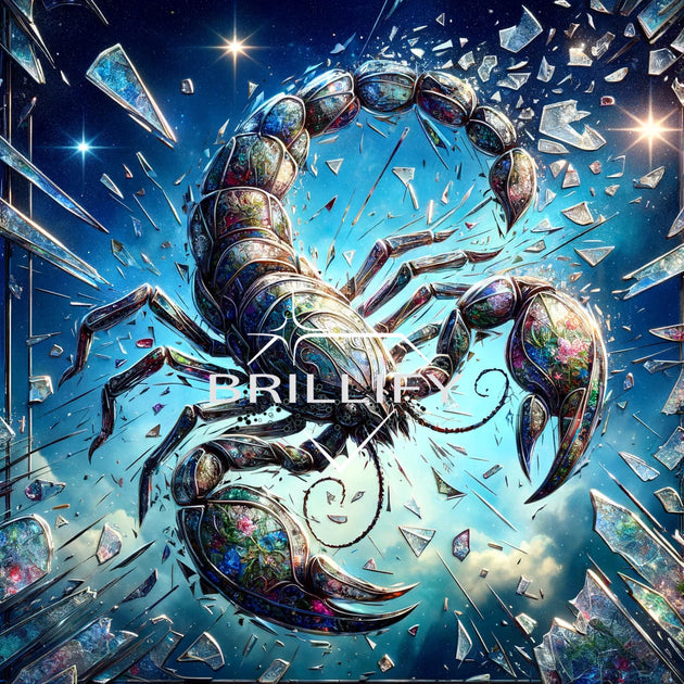 Diamond Painting Sternzeichen Skorpion als ornamentaler Mosaikskorpion mit Glasdetails