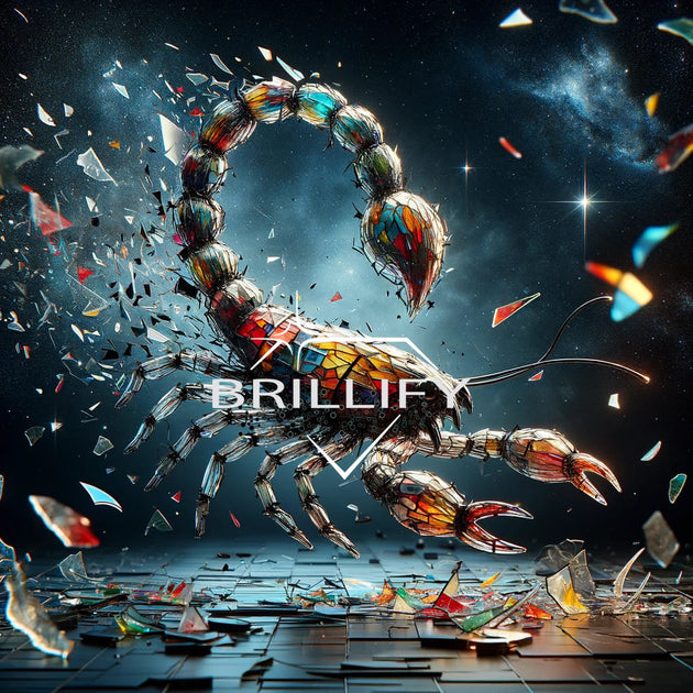 Diamond Painting Sternzeichen Skorpion als grafischer Buntglas Skorpion im Weltraum