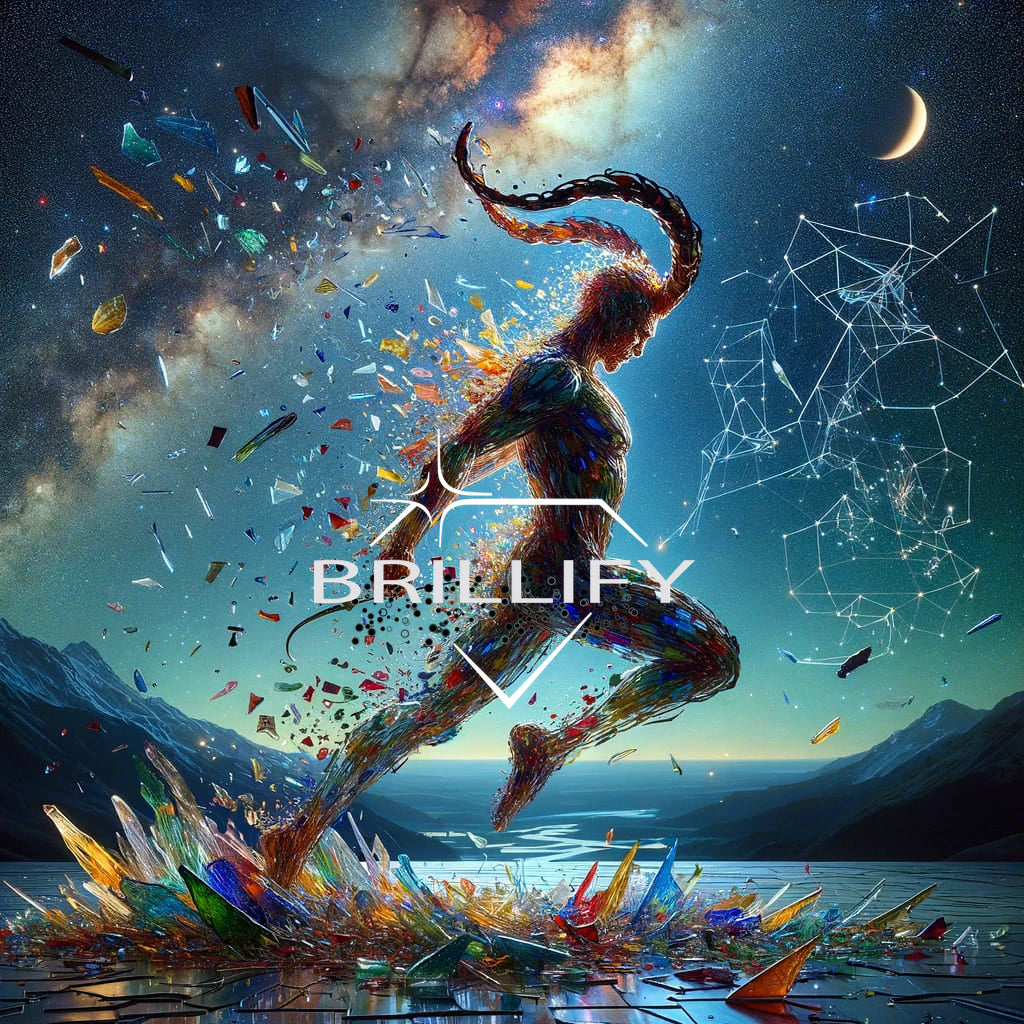 Diamond painting of the Capricorn zodiac sign with a cosmic figure and constellation in the night sky