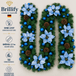 270 cm künstliche Weihnachtsgirlande mit blauen Blüten und Kugeln ohne Beleuchtung für festliche Dekoration