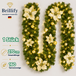 270 cm künstliche Weihnachtsgirlande mit weißen Blüten ohne Beleuchtung für Türen, Treppen und Geländer